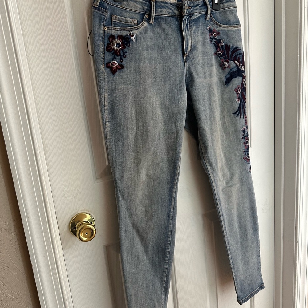 Jessica Simpson Light Blue Embroidered Skinny Jeans